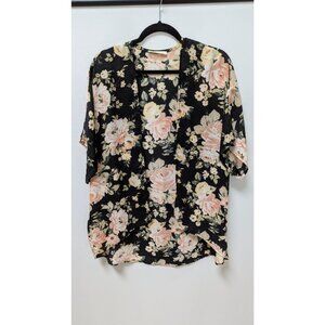 twelvemonths Black/Pink Floral Kimono Overpiece